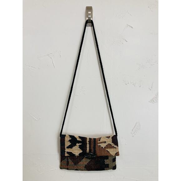 Tapestry Fabric CROSSBODY Southwest BOHO Bag Purse Kokopelli Metal Butt Corduroy - Picture 9 of 10